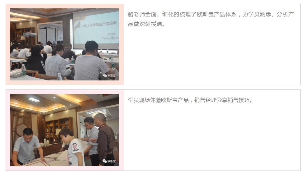骆老师全面、细化的梳理了欧斯宝产品体系，为学员熟悉、分析产品做深刻授课。